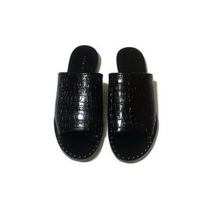 Freda Salvador Embossed Croc Pure Slip On Sandals Size 6.5